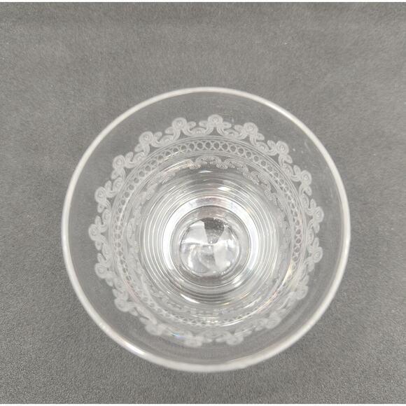 Vintage Fostoria Etched Large Cloverleaf Flair 6 oz. Juice Glass Heavy Base Boho - Picture 8 of 12